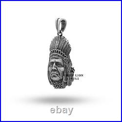 Native American Indian Chief Feathers 925 Sterling Silver Pendant Gift Oxidized