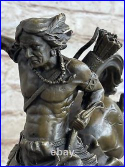 Native American Indian Chief Geronimo Bust Axe Bronze Statue Sculpture