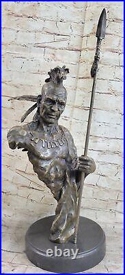 Native American Indian Chief Geronimo Bust Spear Bronze Statue Sculpture Deal