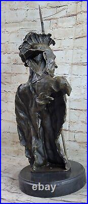 Native American Indian Chief Geronimo Bust Spear Bronze Statue Sculpture Deal