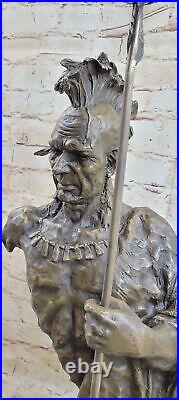 Native American Indian Chief Geronimo Bust Spear Bronze Statue Sculpture Deal