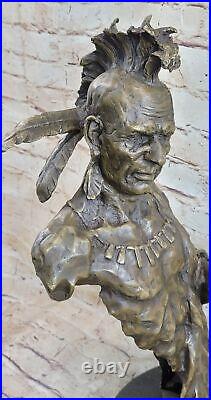 Native American Indian Chief Geronimo Bust Spear Bronze Statue Sculpture Deal