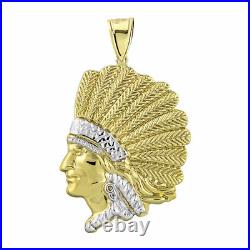 Native American Indian Chief Pendant Bonded 1/10th 10k Yellow White Gold