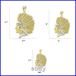 Native American Indian Chief Pendant Bonded 1/10th 10k Yellow White Gold