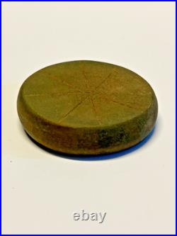 Native American Indian Engraved Fort Ancient Discoidal & COA Grade 10 Ohio