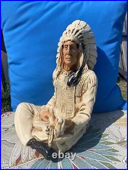Native American Indian Figurine Cheif Male cermaic vintage collectable mexico