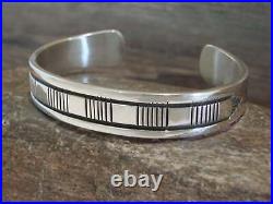 Native American Indian Hand Stamped Sterling Silver Bracelet Signed B Morgan