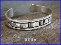 Native American Indian Hand Stamped Sterling Silver Bracelet Signed B Morgan