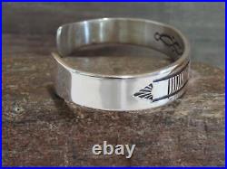 Native American Indian Hand Stamped Sterling Silver Bracelet Signed B Morgan