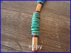 Native American Indian Hand Strung Turquoise Copper Graduated Saucer Bead Nec