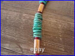 Native American Indian Hand Strung Turquoise Copper Graduated Saucer Bead Nec