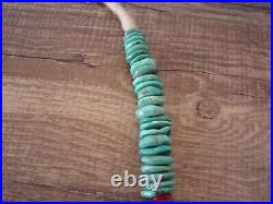 Native American Indian Hand Strung Turquoise Copper Graduated Saucer Bead Nec