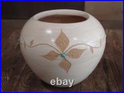 Native American Indian Handmade Clay Floral Pottery by Marcella Yepa