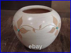 Native American Indian Handmade Clay Floral Pottery by Marcella Yepa