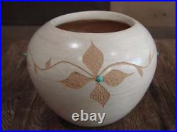 Native American Indian Handmade Clay Floral Pottery by Marcella Yepa