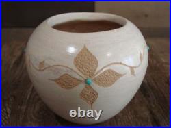 Native American Indian Handmade Clay Floral Pottery by Marcella Yepa