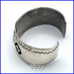 Native American Indian Handmade Sterling Silver Turquoise Navajo Cuff Bracelet