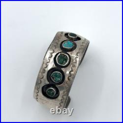 Native American Indian Handmade Sterling Silver Turquoise Navajo Cuff Bracelet
