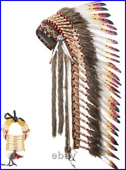 Native American Indian Headdress Large Feather Headdress and Choker for Native