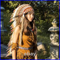 Native American Indian Headdress Large Feather Headdress and Choker for Native