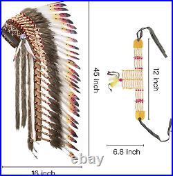 Native American Indian Headdress Large Feather Headdress and Choker for Native