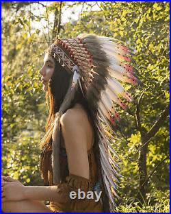 Native American Indian Headdress Large Feather Headdress and Choker for Native