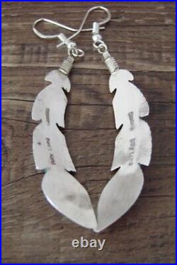 Native American Indian Jewelry Sterling Silver Opal Feather Earrings