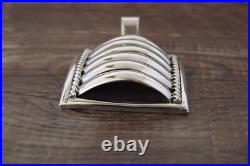Native American Indian Jewelry Sterling Silver Ribbed Pendant by Thomas Charley