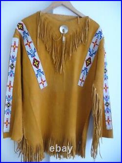 Native American Indian Leather And Beaded War Shirt
