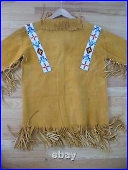 Native American Indian Leather And Beaded War Shirt