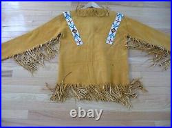 Native American Indian Leather And Beaded War Shirt