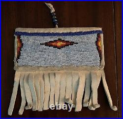 Native American Indian Leather Beaded Art Wall Hang 7 in x 6 in Southern Utah