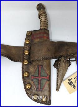 Native American Indian Leather Utility Belt Rig Antler Knife Sheath Bags CU23