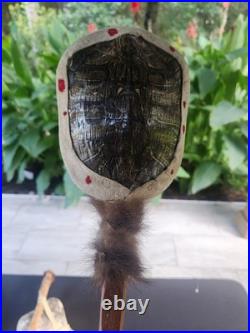 Native American Indian Lot Rawhide Shaman, Turtle Rattle, Hunting Hammer, Art