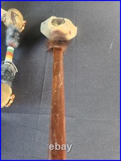 Native American Indian Lot Rawhide Shaman, Turtle Rattle, Hunting Hammer, Art