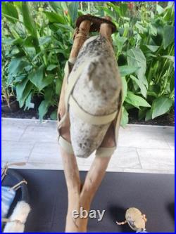 Native American Indian Lot Rawhide Shaman, Turtle Rattle, Hunting Hammer, Art