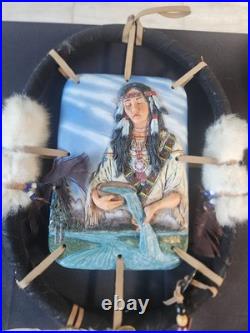 Native American Indian Lot Rawhide Shaman, Turtle Rattle, Hunting Hammer, Art