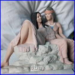 Native American Indian Male Female Figures Statue musical