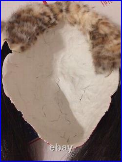 Native American Indian Mask Rabbit Fur Turkey Feathers Horse Hair