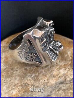 Native American Indian Mens Pueblo Cast Sterling Silver Ring Size 10 13474