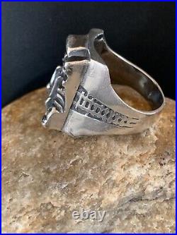 Native American Indian Mens Pueblo Cast Sterling Silver Ring Size 10 13474