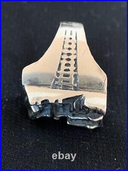 Native American Indian Mens Pueblo Cast Sterling Silver Ring Size 10 13474