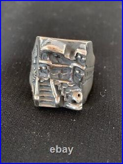 Native American Indian Mens Pueblo Cast Sterling Silver Ring Size 10 13474