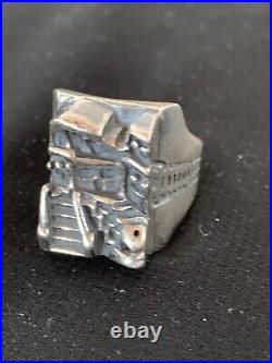 Native American Indian Mens Pueblo Cast Sterling Silver Ring Size 10 13474