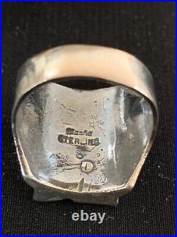 Native American Indian Mens Pueblo Cast Sterling Silver Ring Size 10 13474