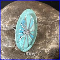 Native American Indian Navajo Blue Turquoise Inlay Band Ring Sz 7.5 18762