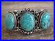 Native American Indian Nickel Silver & Turquoise Bracelet by Cleveland