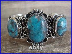 Native American Indian Nickel Silver & Turquoise Bracelet by Cleveland