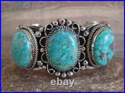 Native American Indian Nickel Silver & Turquoise Bracelet by Cleveland