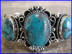 Native American Indian Nickel Silver & Turquoise Bracelet by Cleveland